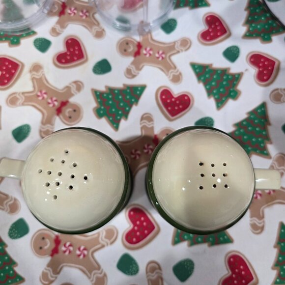 Mid Century Modern Green and Off White Salt & Pepper Shakers 5.5" - Picture 5 of 9